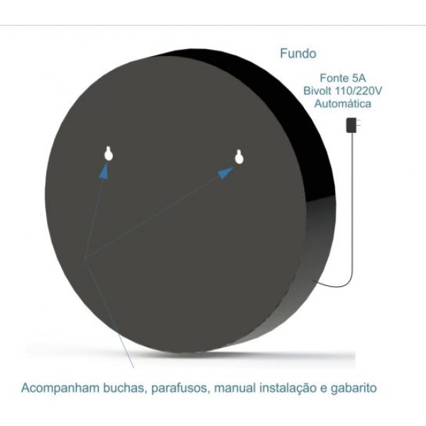 Luminoso Redondo 60cm 1 Face Policarbonato Adesivado